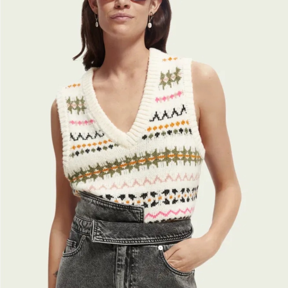 Women's Multicolor Patterned Sweater Vest